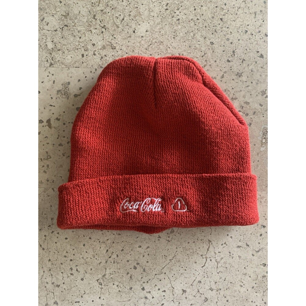 Coca Cola Red Knit Beanie Hat Adult One Size Embroidered White Logo